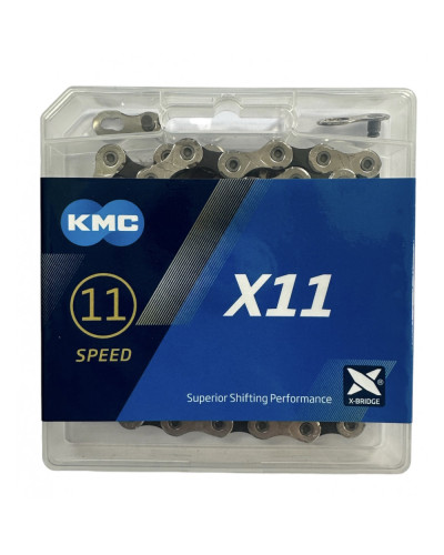 Ланцюг 11 KMC X11 Silver/Black 118 ланок з замком в боксі