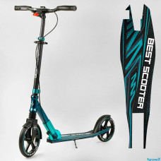 Самокат алюмінієвий "Best Scooter" 43685 колеса PU, ФАРА, затискач керма, d передніх коліс - 230мм, d задніх коліс 200мм, 1 амортизатор передній