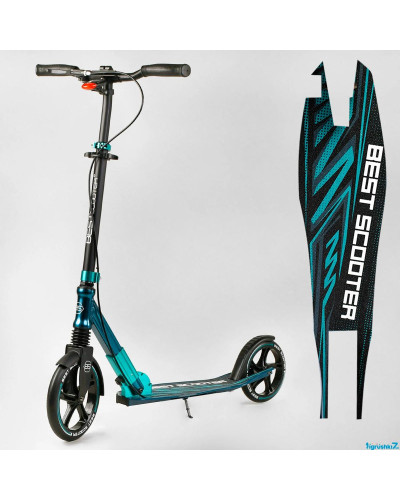 Самокат алюмінієвий "Best Scooter" 43685 колеса PU, ФАРА, затискач керма, d передніх коліс - 230мм, d задніх коліс 200мм, 1 амортизатор передній