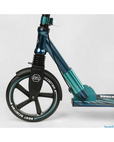 Самокат алюмінієвий "Best Scooter" 43685 колеса PU, ФАРА, затискач керма, d передніх коліс - 230мм, d задніх коліс 200мм, 1 амортизатор передній