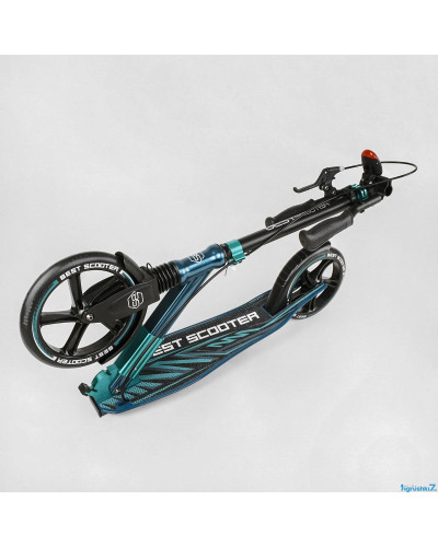 Самокат алюмінієвий "Best Scooter" 43685 колеса PU, ФАРА, затискач керма, d передніх коліс - 230мм, d задніх коліс 200мм, 1 амортизатор передній