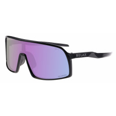 Окуляри Relax Prati чорні глянцеві, лінза smoke (Polarized TAC), ametyst platinum, кат. 2