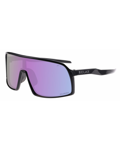 Окуляри Relax Prati чорні глянцеві, лінза smoke (Polarized TAC), ametyst platinum, кат. 2