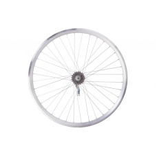Колесо задн. VLT 26" AL 36H двост. дорожн. silver; Втулка тормозна VELOSTEEL (Чехія) на гайках