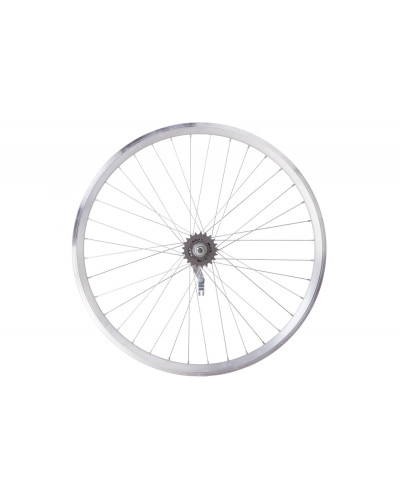 Колесо задн. VLT 26" AL 36H двост. дорожн. silver; Втулка тормозна VELOSTEEL (Чехія) на гайках
