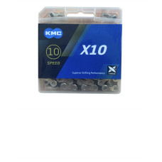 Ланцюг 10 KMC X10 Silver/Black 114 ланок з замком в боксі