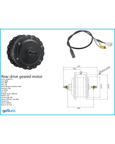 Мотор на фетбайк задній редукторний 750w fat rear geared RG075C/175/410JC