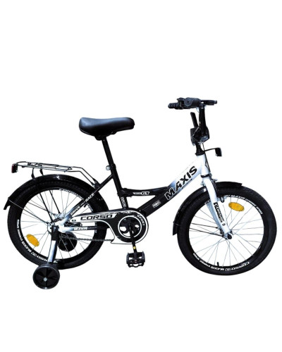 Велосипед 18" дюймів 2-х колісний "CORSO" MAXIS MX-43026  ручне гальмо, дзвіночок, додаткові колеса
