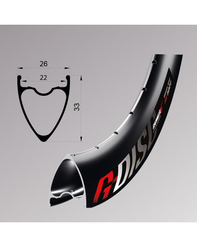 Обід Remerx G-DISC RX 5022, 28'', 622x22, 28 отв., FV, чорний анодований, E-Bike, безкамерний