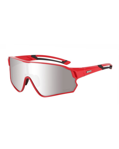 Окуляри Relax Artan червоні глянцеві, лінза smoke (Polarized TAC 1,1 mm), silver mirror, кат. 3