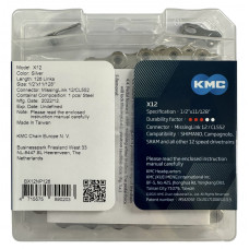 Ланцюг KMC X12 Silver 126 ланок з замком в боксі