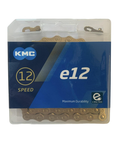 Ланцюг 12 KMC e12 Ti-N Gold 1/2 X 11/128 130 ланок з замком в боксі