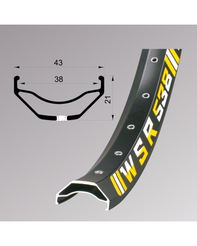 Обід Remerx WSR RX 2038, 26'', 559x38, 32 отв., AV, пістонований, чорний анодований, E-Bike