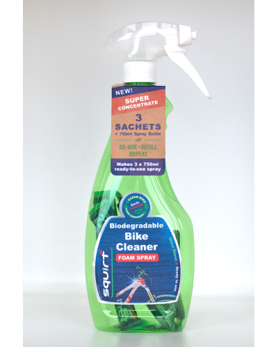 Очищувач (дегризер) Squirt Bio Bike Cleaner 750 мл (пустий флакон) + 3 шт  Super Concentrate 30 мл