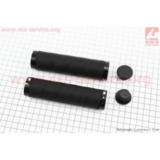 Ручки руля 130мм с зажимом Lock-On с двух сторон, экокожа, чёрные PU-192A