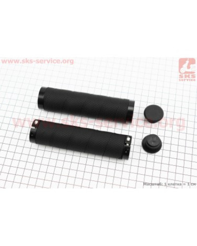 Ручки руля 130мм с зажимом Lock-On с двух сторон, экокожа, чёрные PU-192A