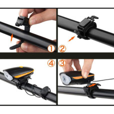 Ліхтар передній PU41 300LM,CREE XPG, акум.1200mAh, з сигналом,  USB