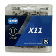 Ланцюг 11 KMC X11 Silver/Black 118 ланок з замком в боксі