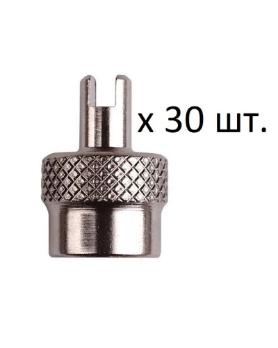 Ковпачок на ніпель ONRIDE AV з ключем, металевий, сріблястий (уп. 30 шт)