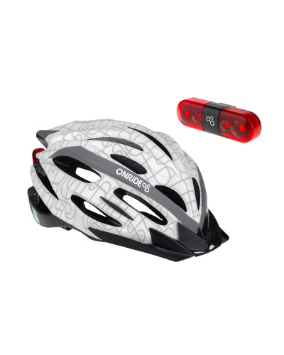 Шолом ONRIDE Grip білий M (55-58 см) + Мигалка ONRIDE Row