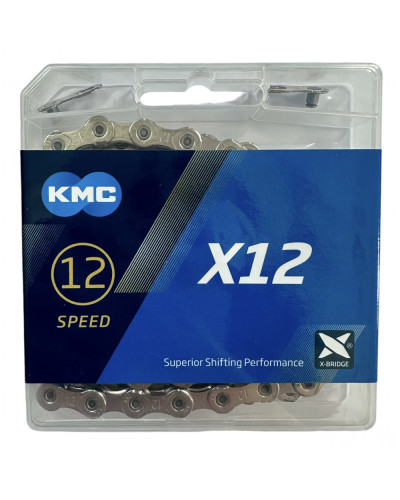 Ланцюг KMC X12 Silver 126 ланок з замком в боксі