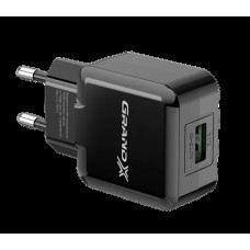 Зарядний пристрій USB Grand-X CH-03 5V/2,1A з захистом від перенавантажень, чорний