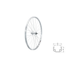 Колесо переднє на гайках KLS Event 26", V-brake, 9x100мм сріблястий