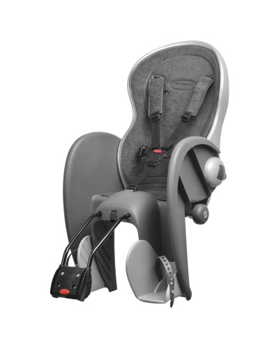 Дитяче крісло заднє POLISPORT Wallaby Evo Deluxe FF на підсідельну трубу, 9-22 кг, сіре
