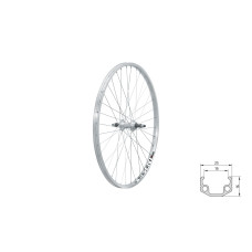 Колесо заднє на гайках KLS Event 26", V-brake, під тріскачку, 10x135мм сріблястий