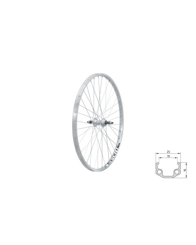 Колесо заднє на гайках KLS Event 26", V-brake, під тріскачку, 10x135мм сріблястий