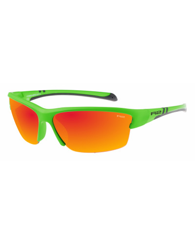 Окуляри дитячі R2 HERO green (PC), лінза smoke, покриття black/red full revo, кат. 2