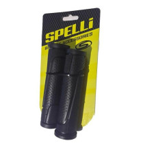 Гріпси SPELLI SBG-692, двокольорові Чорні з Чорним ,прямі, двофактурні -  в крапинку зі смужками ,круглі, довж 125 мм, комплект 2 шт., в упаковці