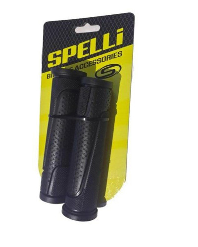 Гріпси SPELLI SBG-692, двокольорові Чорні з Чорним ,прямі, двофактурні -  в крапинку зі смужками ,круглі, довж 125 мм, комплект 2 шт., в упаковці
