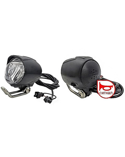 Передняя фара з сигналом інтегрованим 36-48в Light front 3w with horn +кнопка і задній стоп