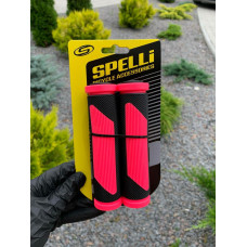 Гріпси SPELLI SBG-692, двокольорові Чорні з Рожевим ,прямі, двофактурні :  в крапинку зі смужками ,круглі, довж 125 мм, комплект 2 шт., в упаковці