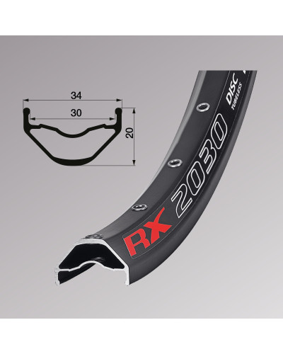 Обід Remerx ENDURO PLUS RX 2030, 29, 622x30, 32 отв, FV, пістонований, чорний анод., E-Bike, безкам.