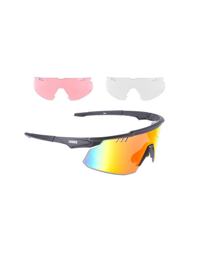 Окуляри ONRIDE Bliss матово чорні з лінзами димчасті Revo Red (17%); HD purple (19%); прозорі (100%)