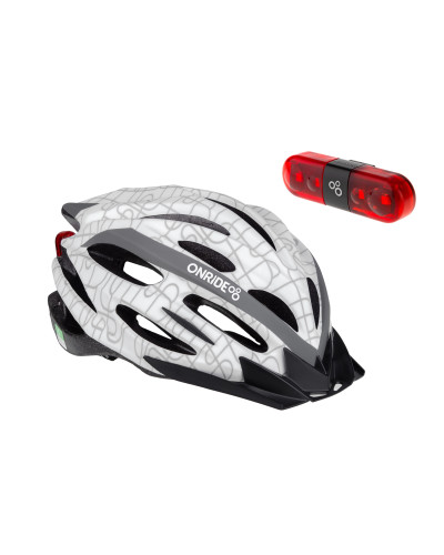 Шолом ONRIDE Grip білий L (58-61 см) + Мигалка ONRIDE Row