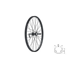 Колесо заднє під ексцентрик KLS Wasper freewheel V-brake R, 24", під тріскачку, 10x135мм чорний
