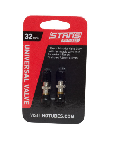 Безкамерний ніпель Stan's Valve Stem Universal Schrader, AV 32 мм, латунь, сріблясті, пара