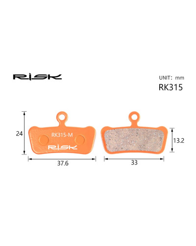Колодки гальмiвнi полуметал пiд дисковi гальма RISK RK315-S 
Пiдходить пiд дисковi гальма AVID XX、XO Trail、E9 Trail、E7 Trail、 Guide