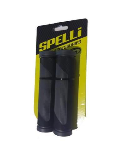 Гріпси SPELLI SBG-692, двокольорові Чорні з Сірим ,прямі, двофактурні :  в крапинку зі смужками ,круглі, довж 125 мм, комплект 2 шт., в упаковці