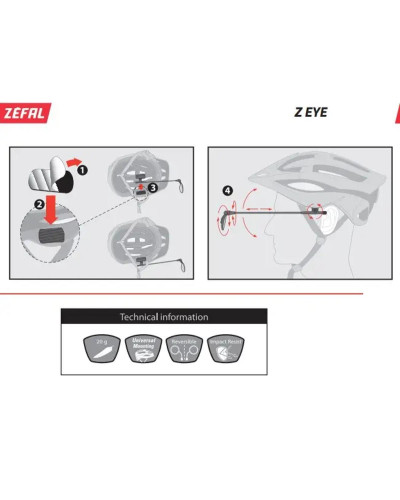 Дзеркало Zefal Z Eye (4730) маленьке, на шолом, чорне